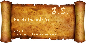 Burgh Dormán névjegykártya